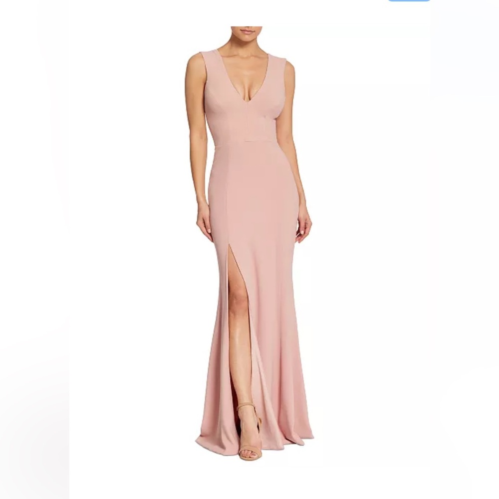 Dress the Population Sandra V Neck Gown Size Large color Blush worn one time